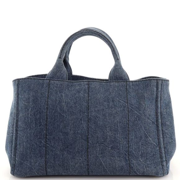 Prada Canapa Convertible Tote Denim Medium Blue - Picture 4 of 8